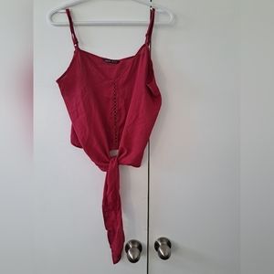 Dusty rose front tie tank top